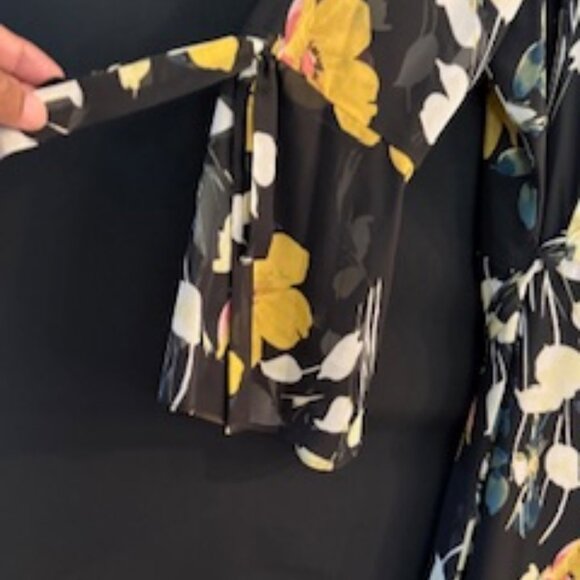 International Concepts Black Floral Chiffon Midi Dress 16 - Picture 7 of 11